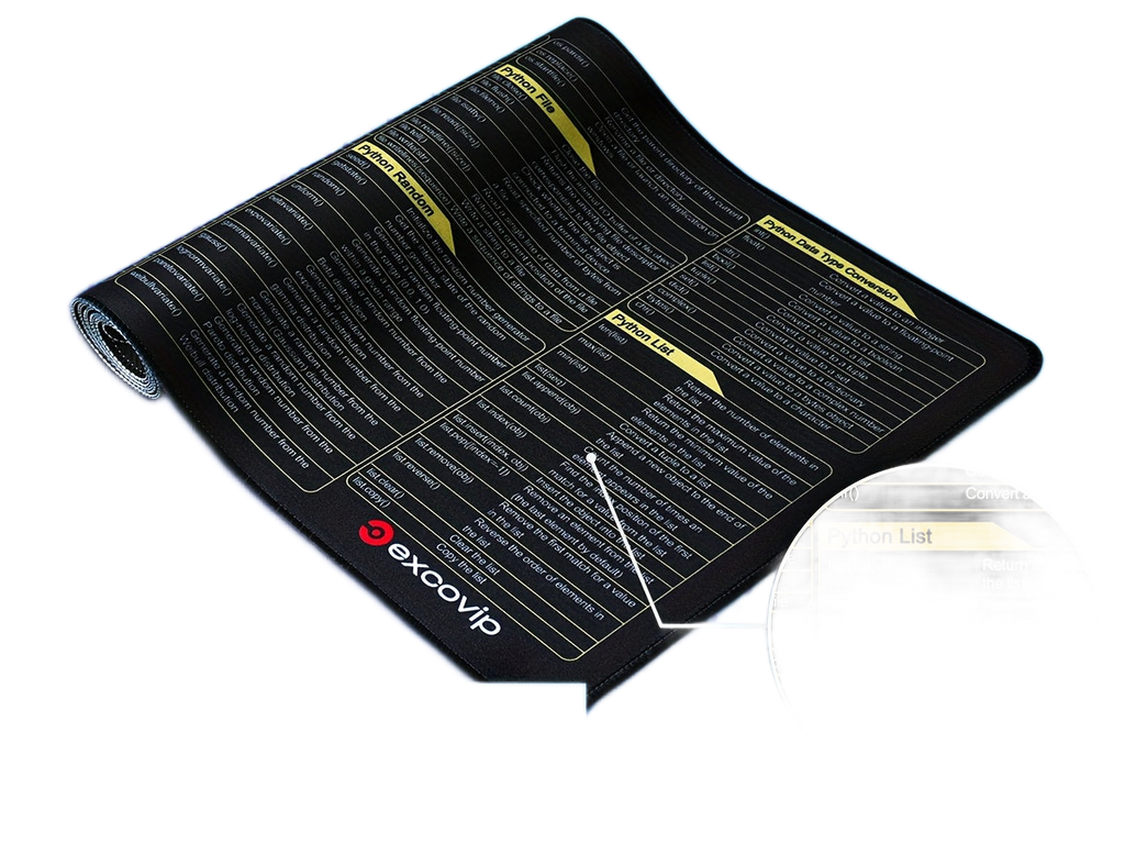 Image from EXCOVIP Python Programming Cheat Sheet Mouse Pad - Large, Washable & Non-Slip Desk Mat for Coders and Designers - Copy