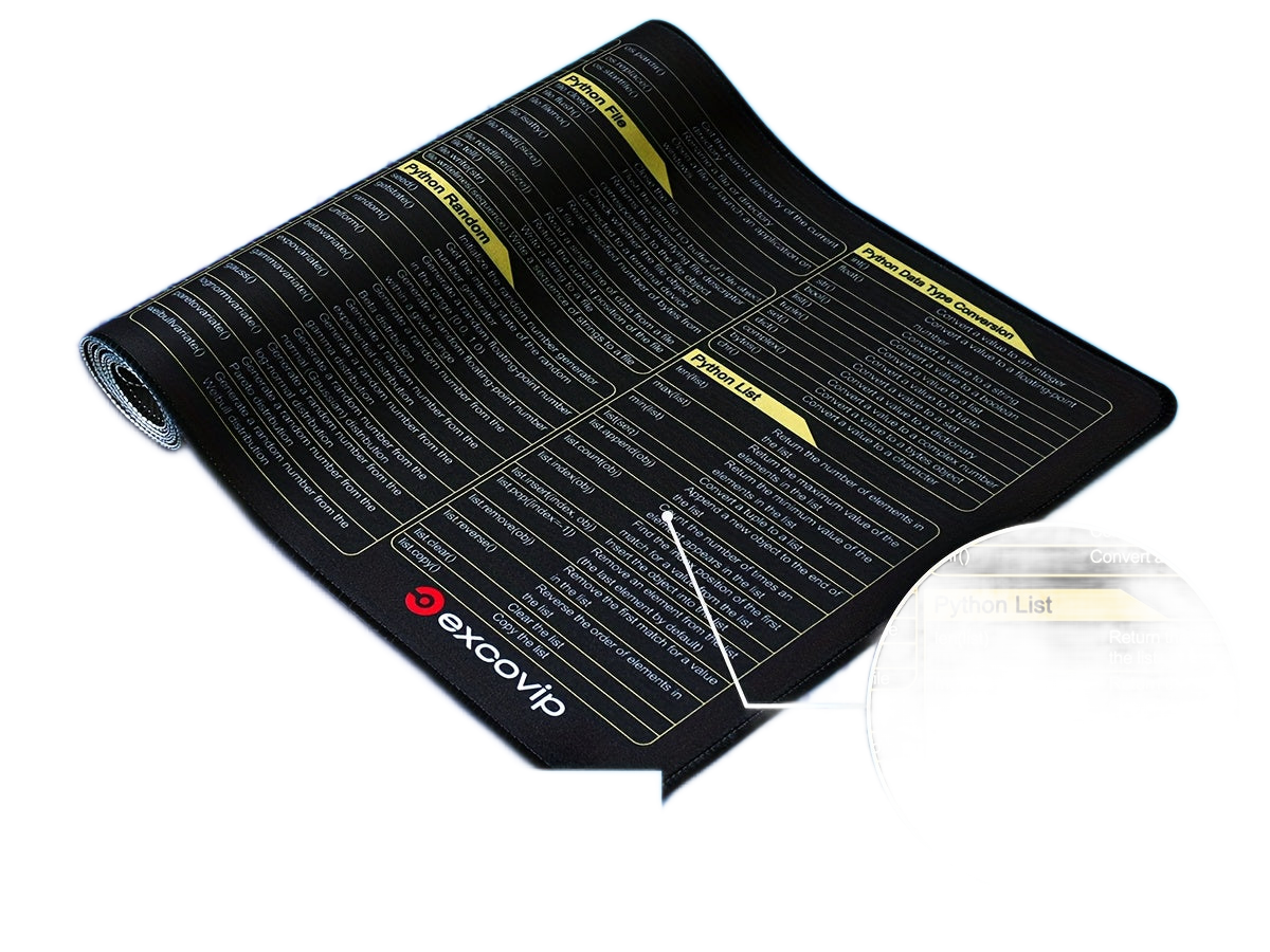 Image from EXCOVIP Python Programming Cheat Sheet Mouse Pad - Large, Washable & Non-Slip Desk Mat for Coders and Designers - Copy