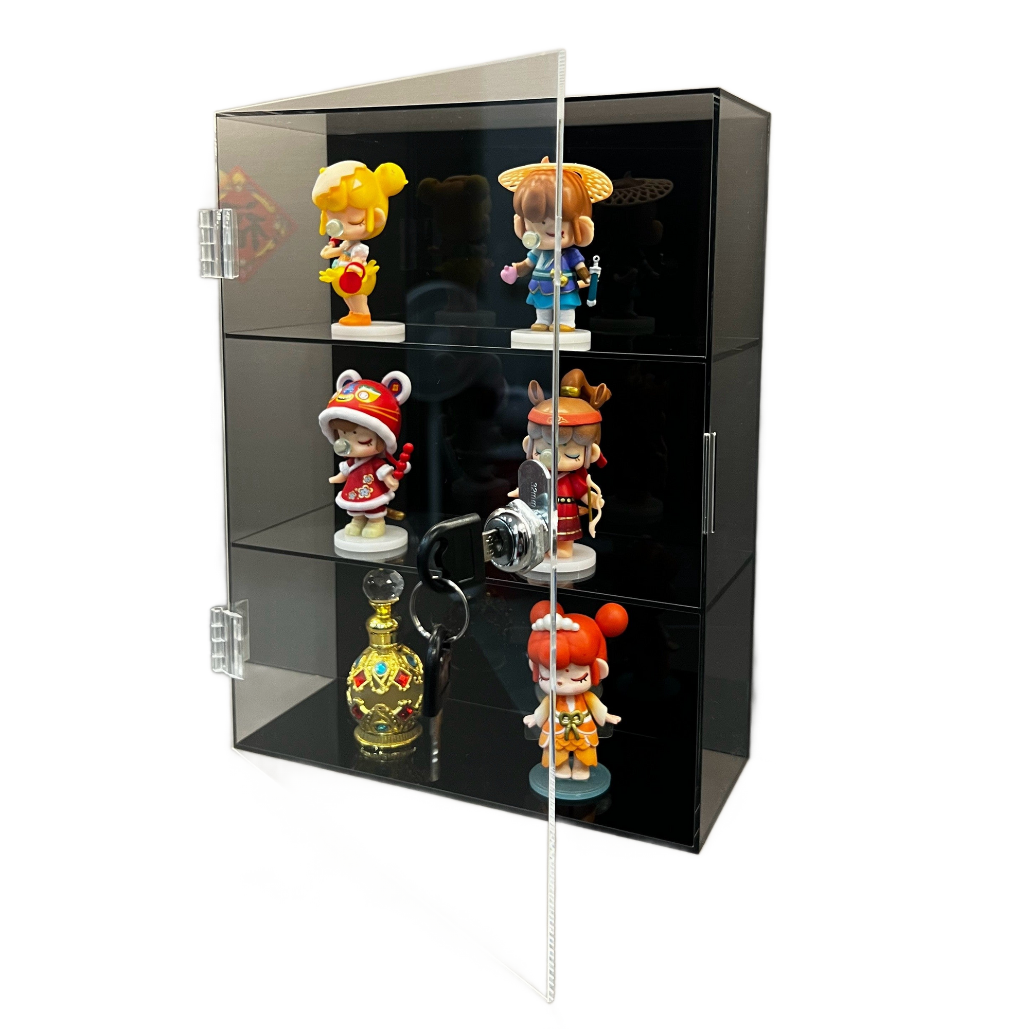Image from All-in-one storage cabinet with lock, suitable for cosmetics, glasses, stones, lipstick, perfume; dustproof and waterproof, prevents direct contact by ren - Copy