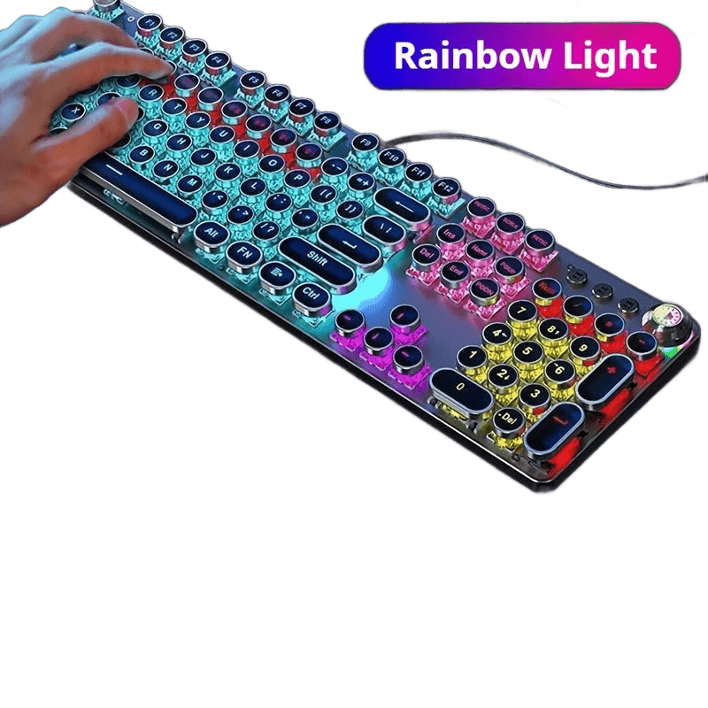 Punk Typewriter Mechanical Gaming Keyboard, All-Metal Panel 104 Keys - TKINGS
