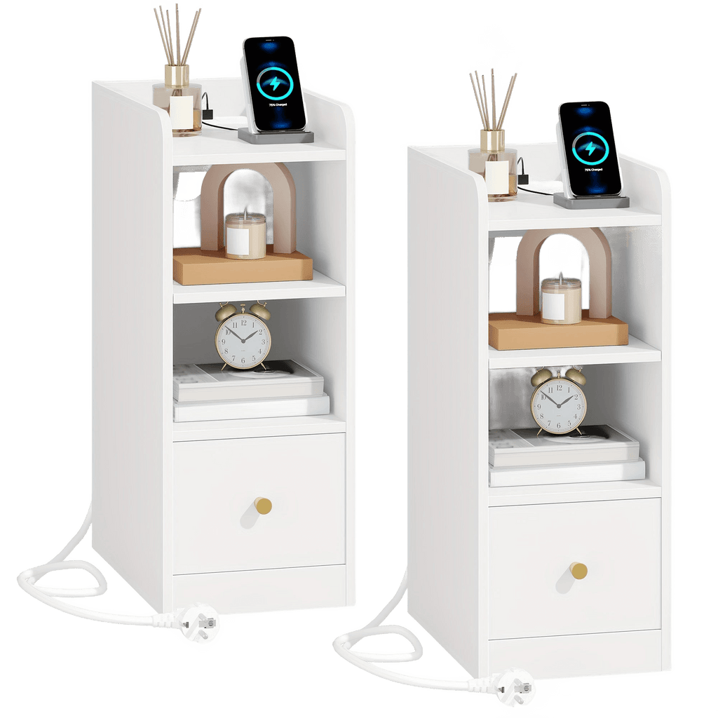 Bedside Table Set Of 2 With Charging Station, USB & Type C - TKINGS