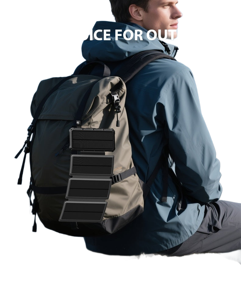 Image from EAGET 4-Foldable Solar Panels 8W High Conversion Efficiency 20000mAh Portable Power Bank with 3A Fast Charging, 2 USB Outputs & USB-C, Compatible with Smartphones, Tablets, Laptops for Outdoor Camping, Hiking, Travel, Solar P - Copy