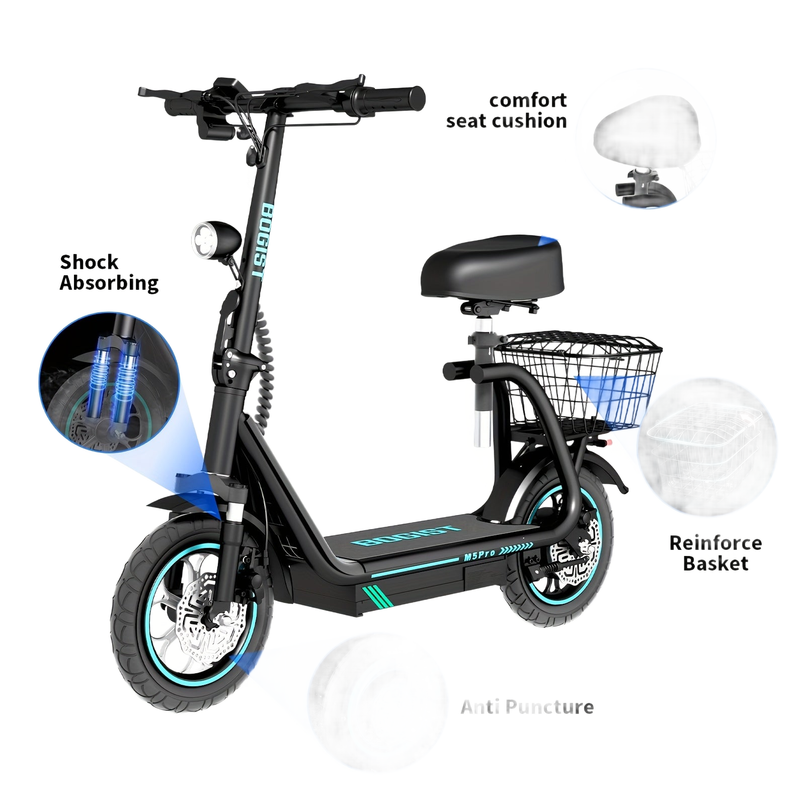 Image from 1pc, Electric Scooter for Adults, 448 W Powerful Motor, Adjustable, Lightweight, 2 Wheel Commuter Scooter with Large and Smooth Wheels - Folding Commuter Electric Scooter - Copy