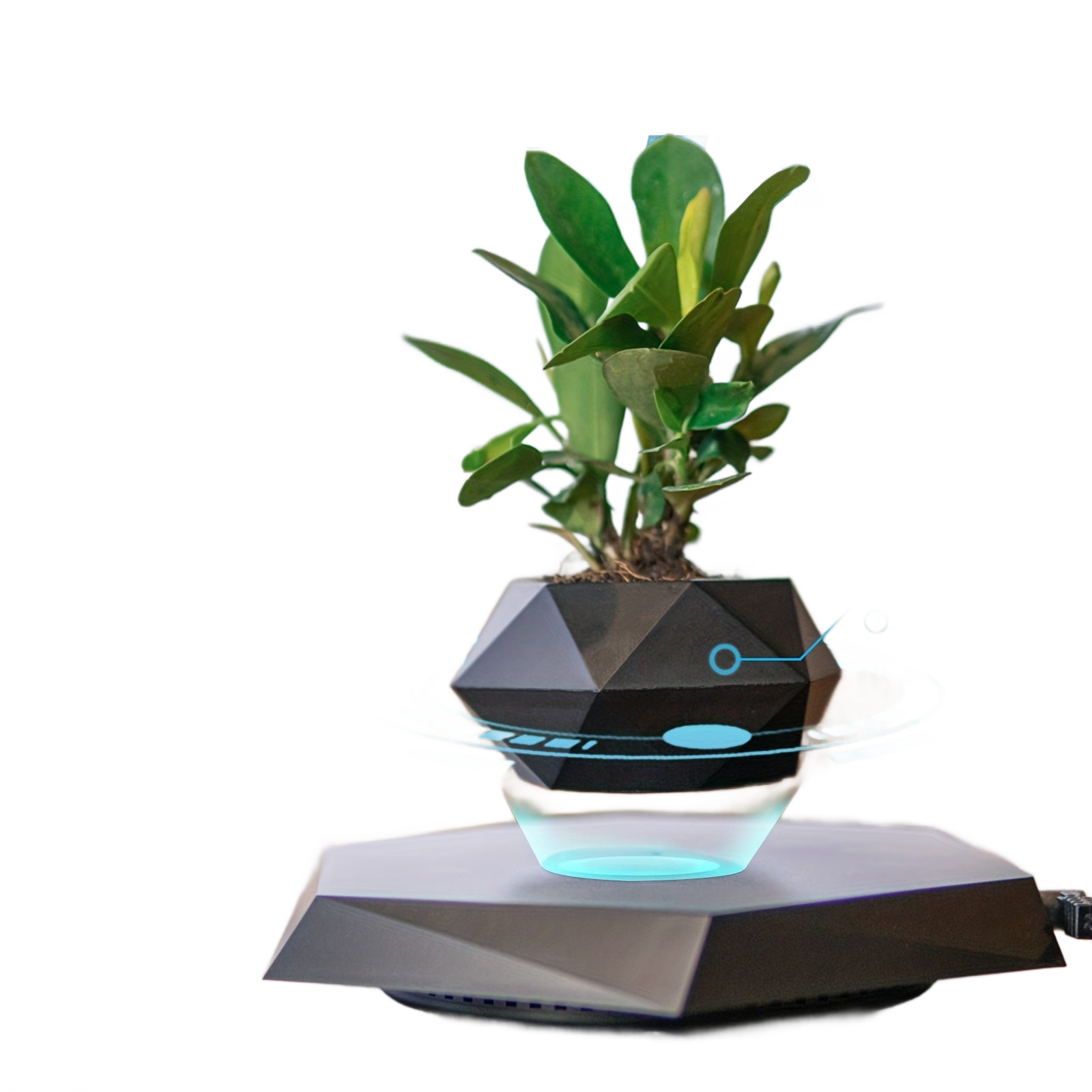 Image from 1pc, Magnetic Levitating Mini Rotating Flower Pot, New Magic Black Floating Plant Pot, Creative Pots For Office Desktop Balcony Home Garden Indoor Statue Decorations Ornaments - Copy