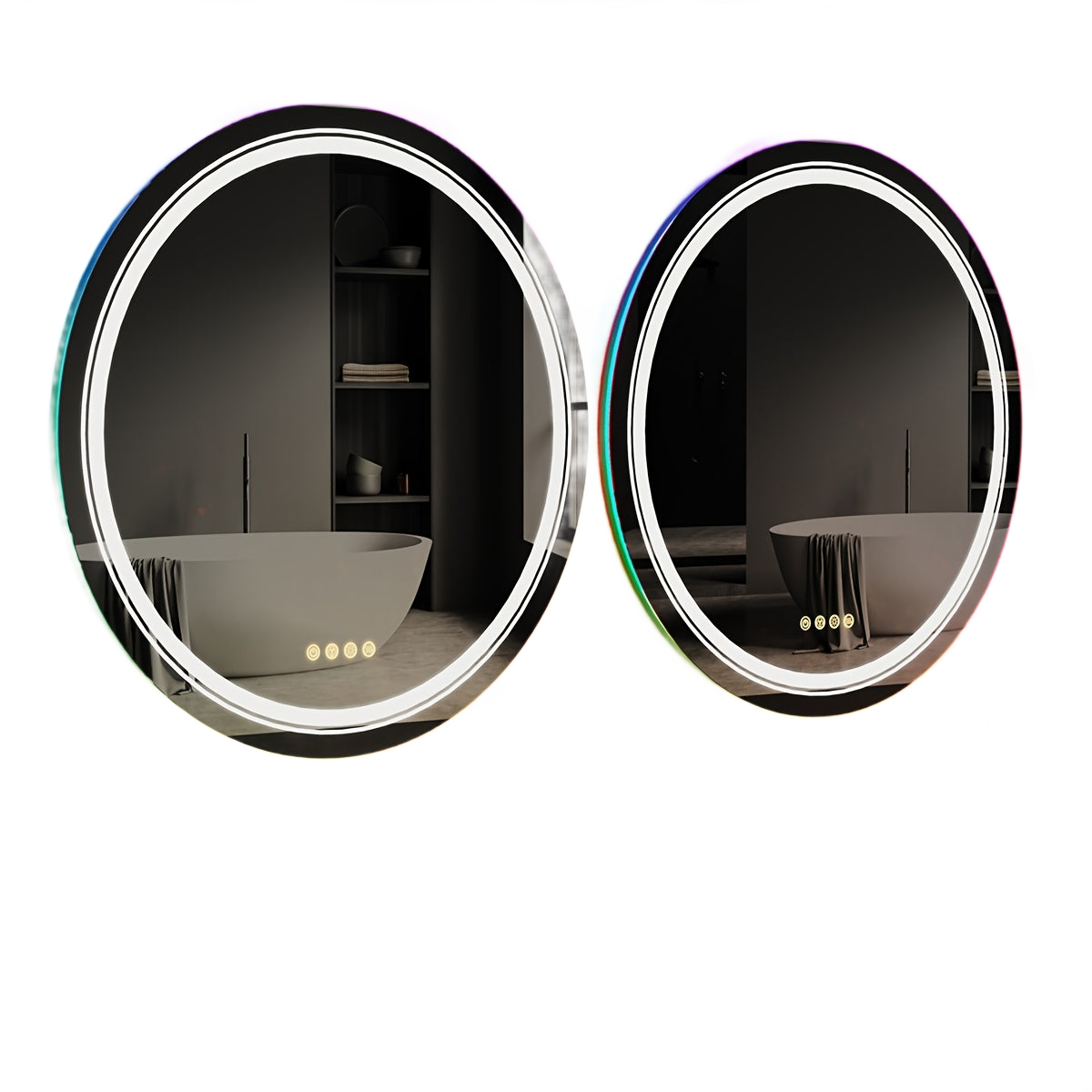 Image from HD Round Anti-fog LED Bathroom Mirror Light Adjustable Vanity Mirror with Smart Light RGB Lights - Copy