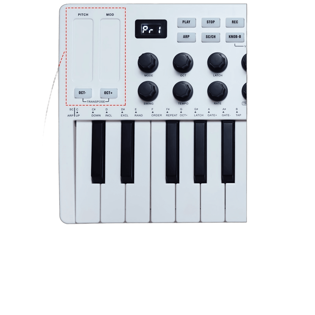 MIDI Control Keyboard Mini Portable USB Controller with 25 Velocity Keys - TKINGS