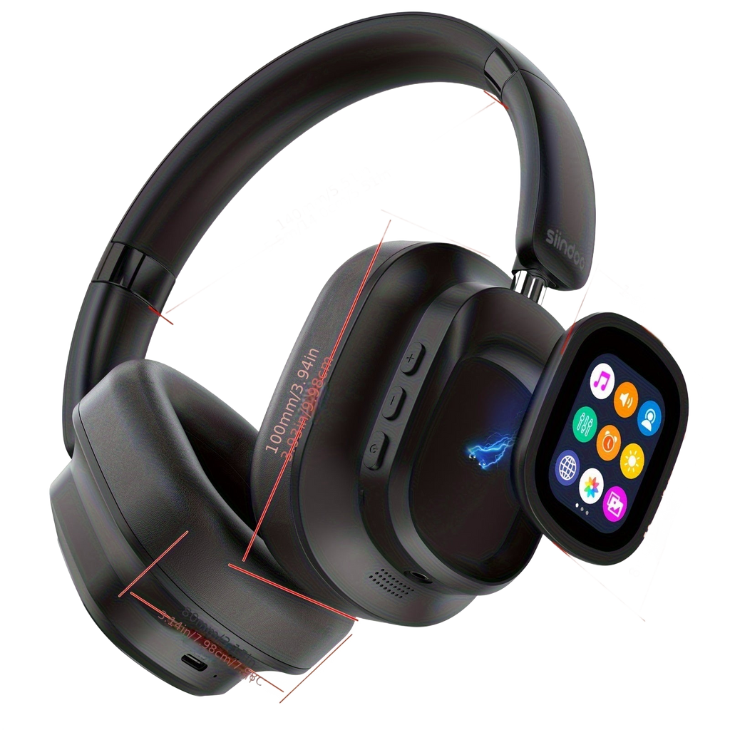 Image from Siindoo Hybrid Active Noise-Cancelling Headphones with Touchscreen, 66-Hour Playtime Wireless Earbuds with Mic, Soft Ear Pads, Multi-Eq Bass Comfort Fit for Tablets, Laptops, Phones - Copy
