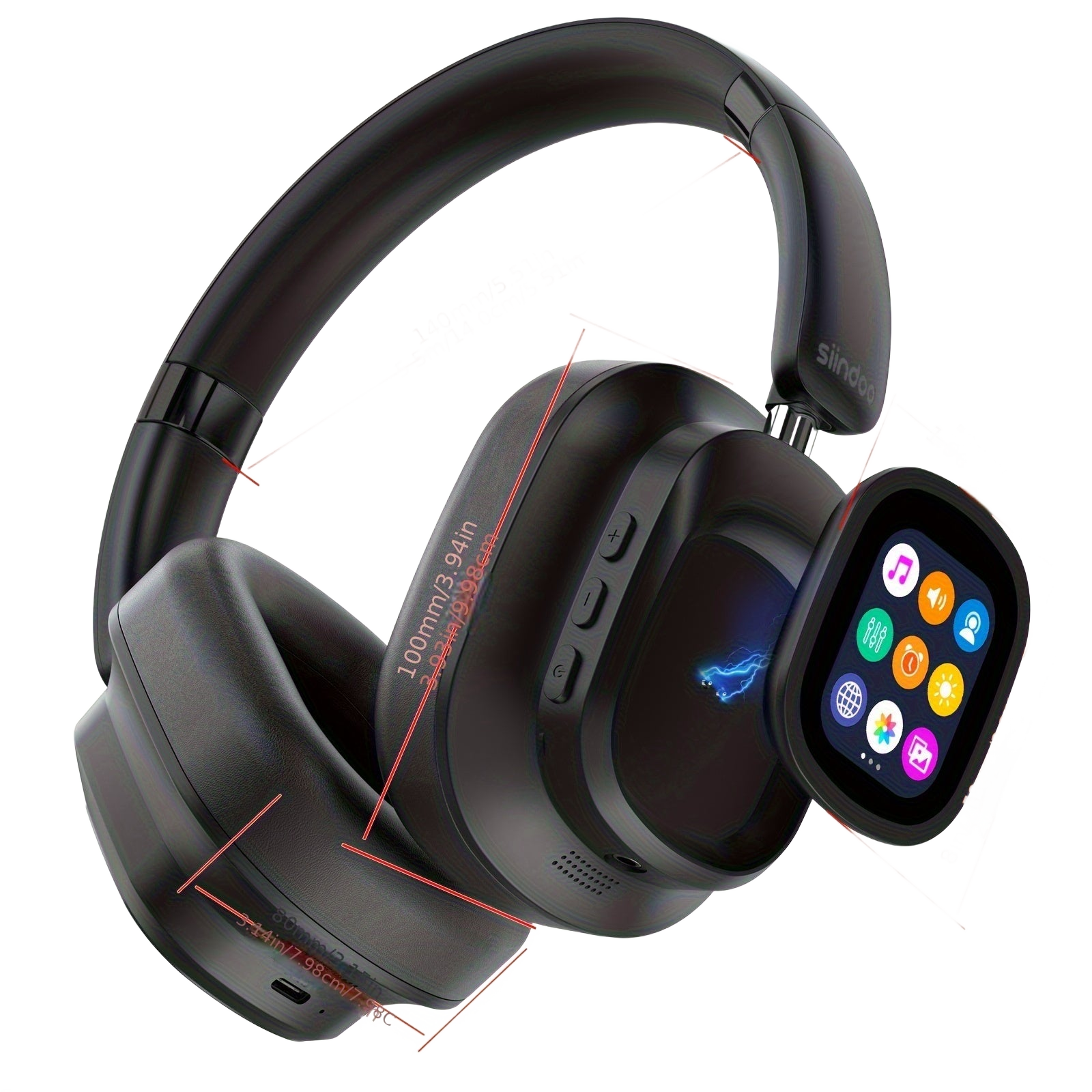 Image from Siindoo Hybrid Active Noise-Cancelling Headphones with Touchscreen, 66-Hour Playtime Wireless Earbuds with Mic, Soft Ear Pads, Multi-Eq Bass Comfort Fit for Tablets, Laptops, Phones - Copy
