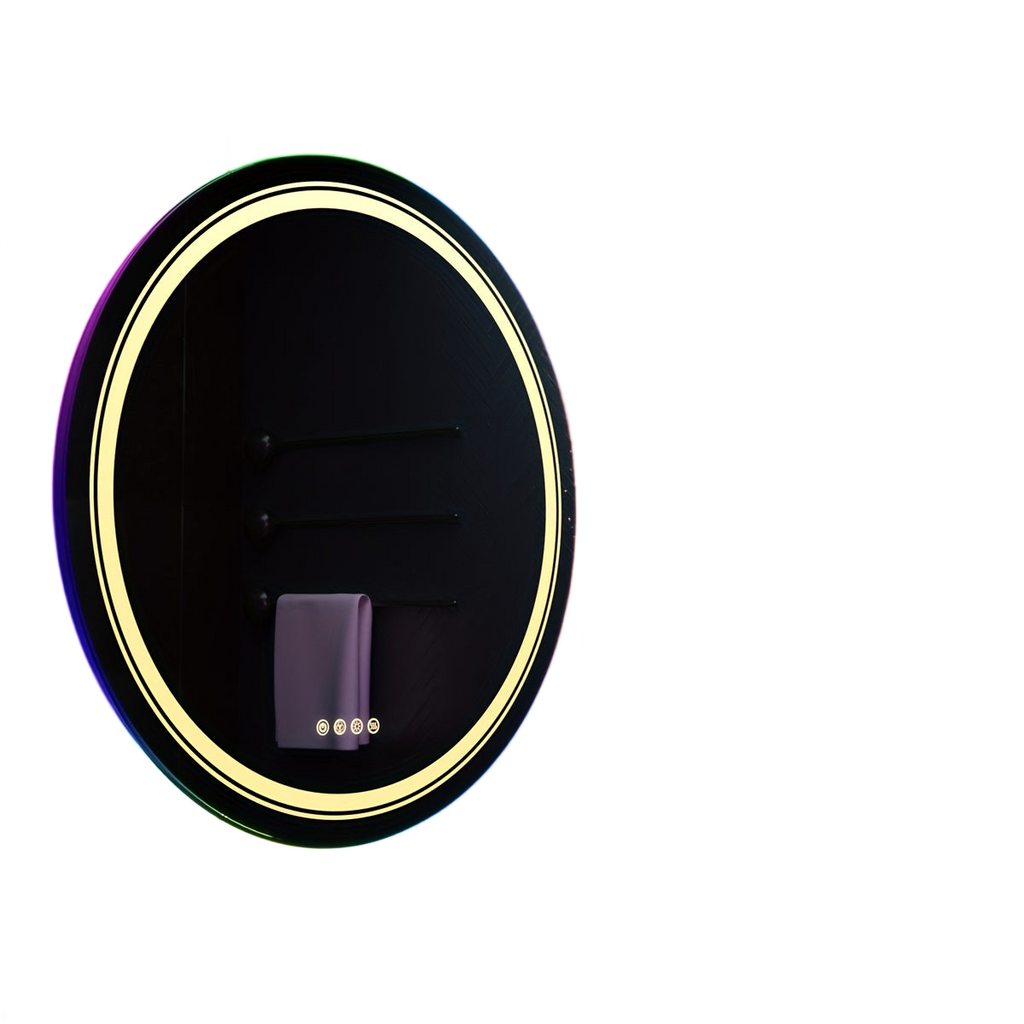 Image from HD Round Anti-fog LED Bathroom Mirror Light Adjustable Vanity Mirror with Smart Light RGB Lights - Copy
