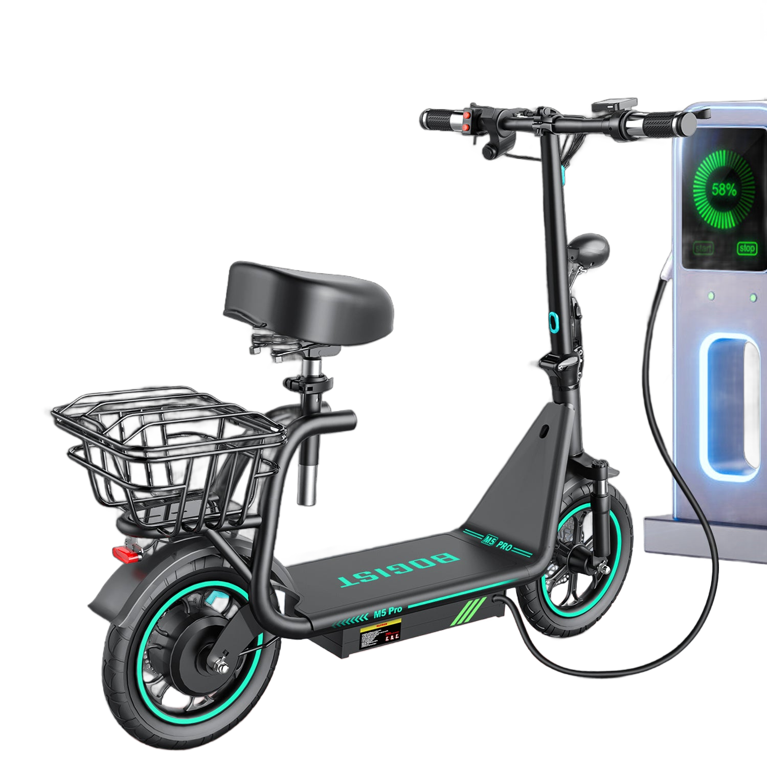 Image from 1pc, Electric Scooter for Adults, 448 W Powerful Motor, Adjustable, Lightweight, 2 Wheel Commuter Scooter with Large and Smooth Wheels - Folding Commuter Electric Scooter - Copy