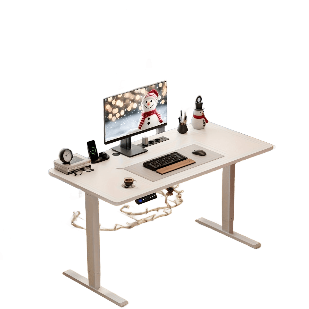 Electric Desk With Adjustable Height, USB Charging Port, And Power Outlet - TKINGS