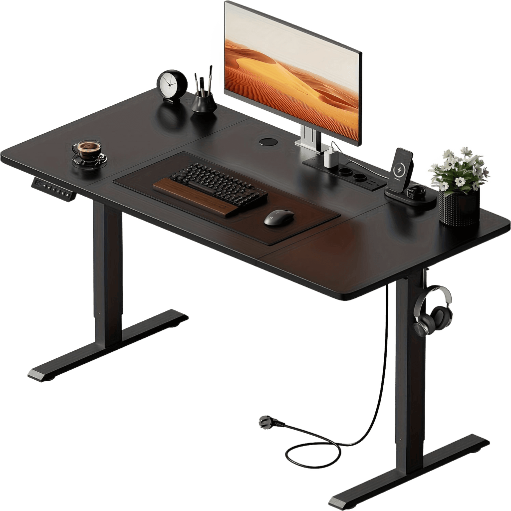 Electric Desk With Adjustable Height, USB Charging Port, And Power Outlet - TKINGS
