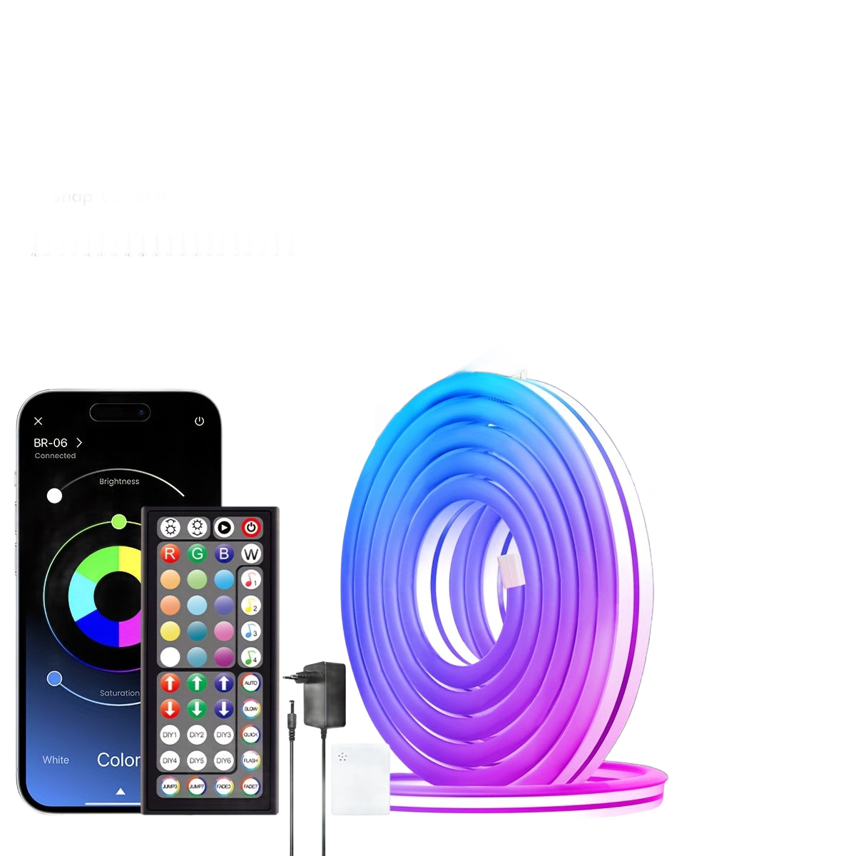 Image from Mexllex Upgraded Smart RGB Neon LED Strip With App/Remote Control, Multiple Modes, Timer Function, Music Sync Gaming LED Strip Lights For Bedroom, Room Decoration - Copy