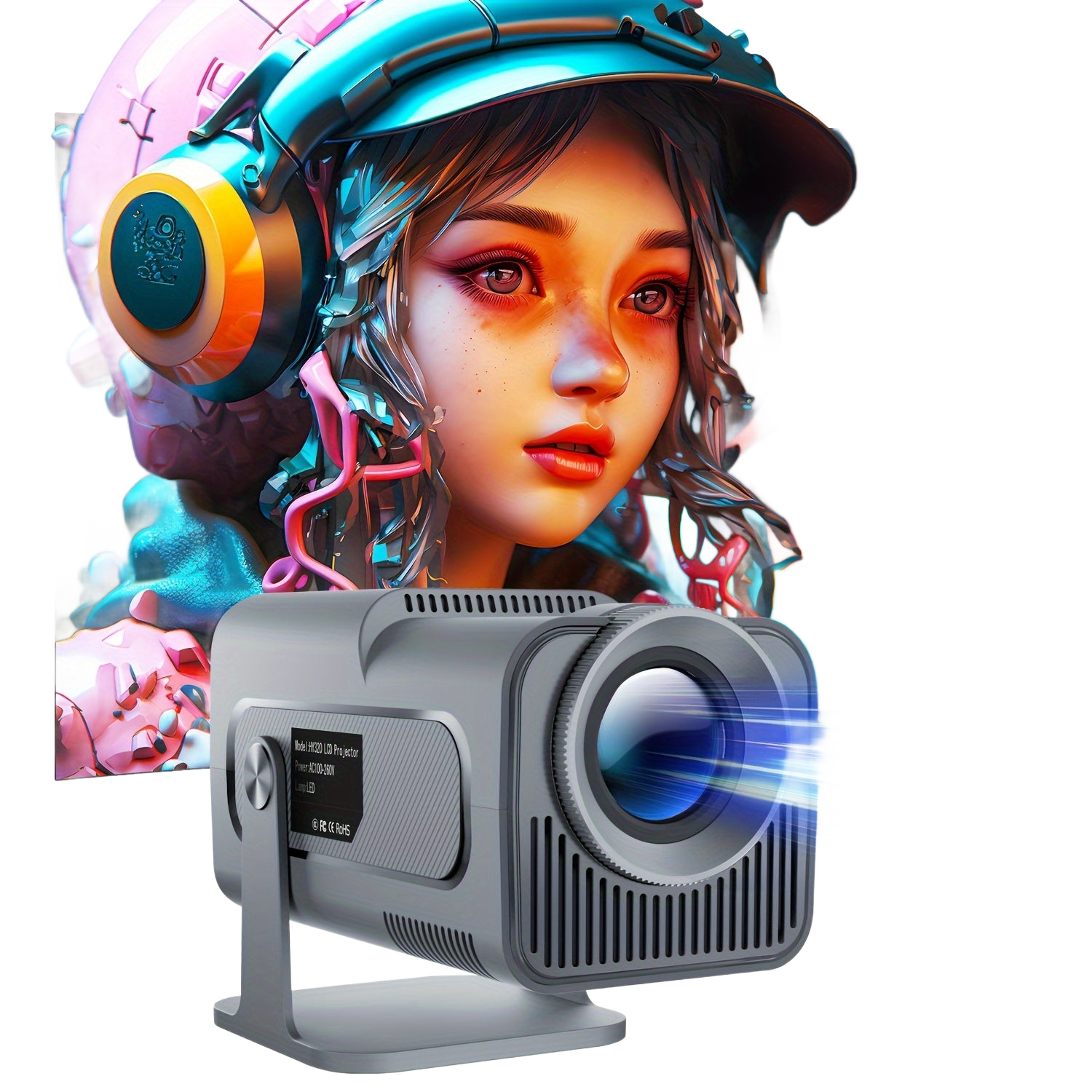 Image from Magcubic 4K Support Native 1080P Android 11 Projector 390ANSI HY320 Dual Wifi6 Wireless5, 0 Cinema Portable Projetor, Home Theater, Gaming, Office, Classroom, Gaming Setup, Sleek Design, Highresolution Lens, Wifi6 Connectivit - Copy