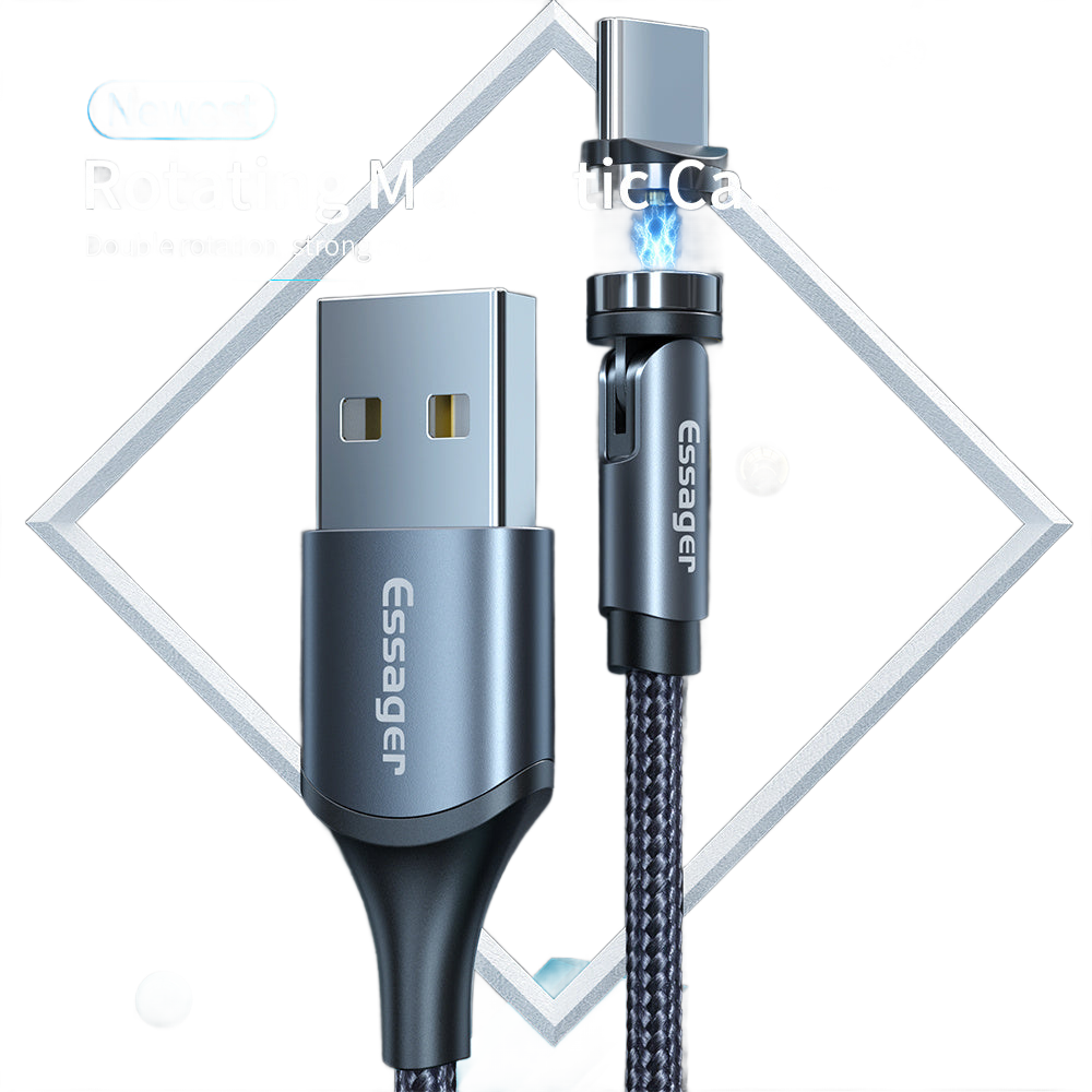 Image from Essager Rotate Magnetic Cable 360 Degree USB Type C Charging Cable Fast Charging Magnet Charger 540 Rotate Micro Magnetic Cable - Copy