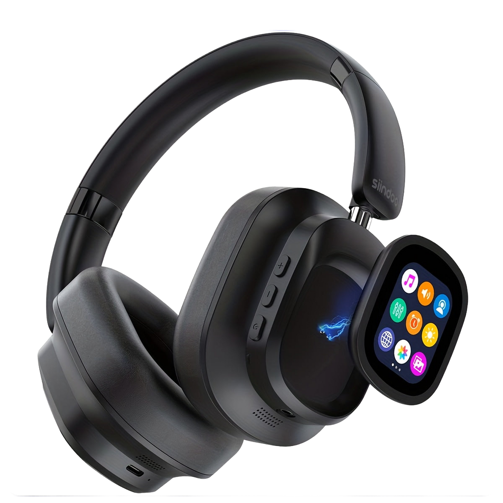 Image from Siindoo Hybrid Active Noise-Cancelling Headphones with Touchscreen, 66-Hour Playtime Wireless Earbuds with Mic, Soft Ear Pads, Multi-Eq Bass Comfort Fit for Tablets, Laptops, Phones - Copy