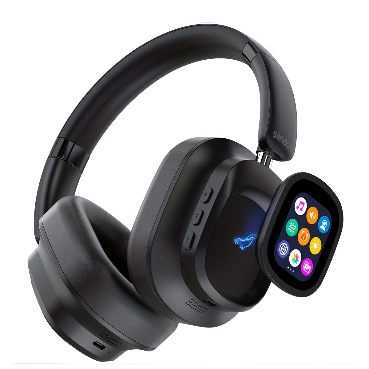 Image from Siindoo Hybrid Active Noise-Cancelling Headphones with Touchscreen, 66-Hour Playtime Wireless Earbuds with Mic, Soft Ear Pads, Multi-Eq Bass Comfort Fit for Tablets, Laptops, Phones - Copy