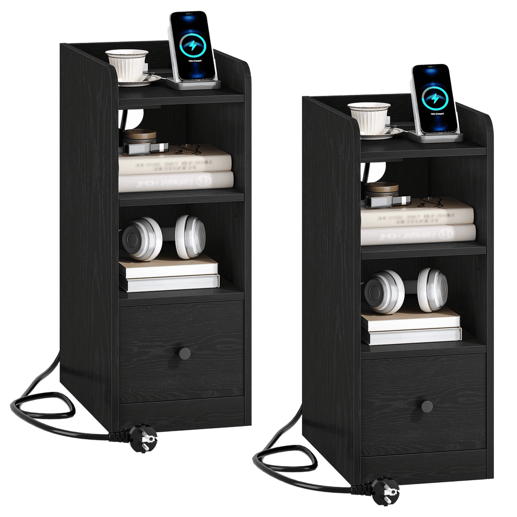 Bedside Table Set Of 2 With Charging Station, USB & Type C - TKINGS