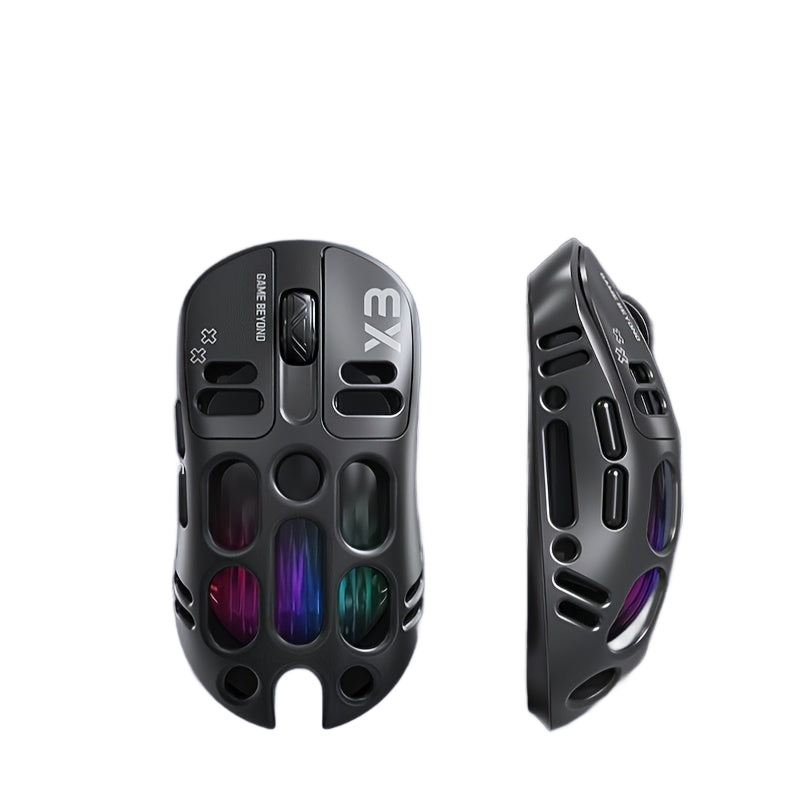 Image from T-WOLF Wolf X3 Gaming Mouse - Wireless 3-in-1 Wireless, RGB Lights, Dual-Color Scheme, High-Resolution Sensor, USB & Type-C Charging, Durable Plastic for PC Gaming & Typing, Sleek Design, Rechargeable Battery - Copy