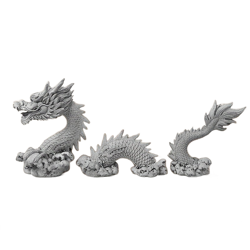 Image from 3pcs Chinese Dragon Sculpture Set - Handcrafted Carved Stone Art Figurines, Suitable for Home Office Desk Decor, Fish Tank Landscape, Auspicious Feng Shui Ornaments, Tea Pets and Holiday Gifts - Copy