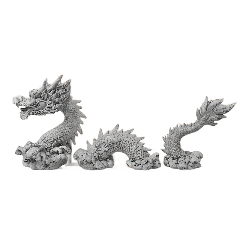 Image from 3pcs Chinese Dragon Sculpture Set - Handcrafted Carved Stone Art Figurines, Suitable for Home Office Desk Decor, Fish Tank Landscape, Auspicious Feng Shui Ornaments, Tea Pets and Holiday Gifts - Copy