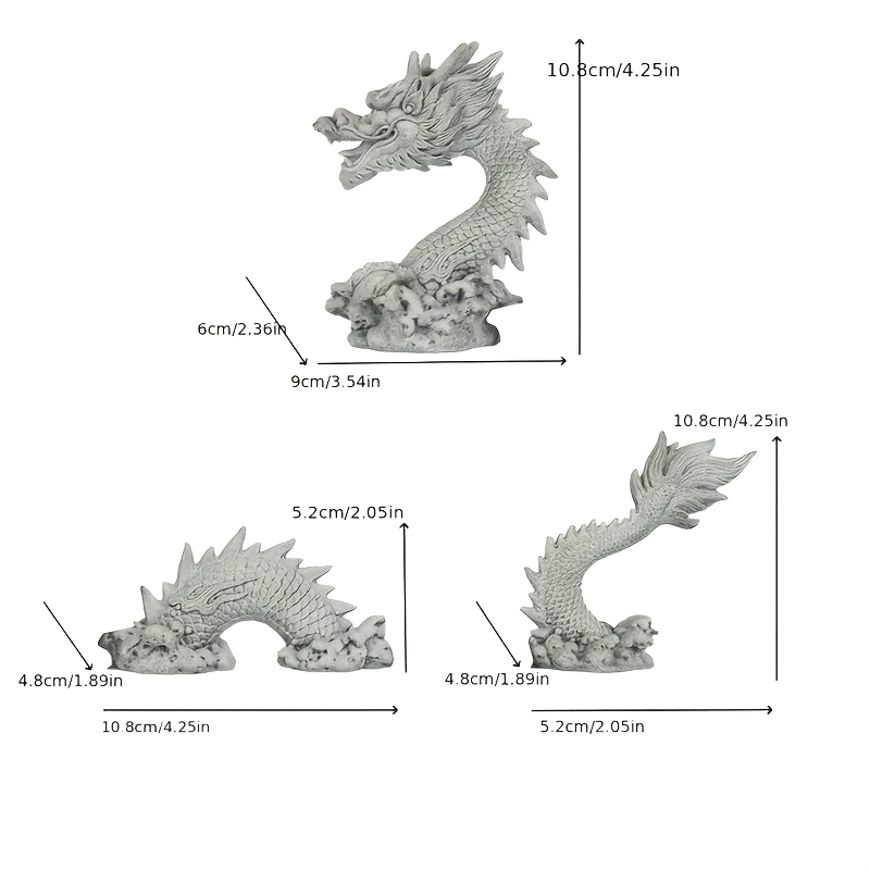 Image from 3pcs Chinese Dragon Sculpture Set - Handcrafted Carved Stone Art Figurines, Suitable for Home Office Desk Decor, Fish Tank Landscape, Auspicious Feng Shui Ornaments, Tea Pets and Holiday Gifts - Copy