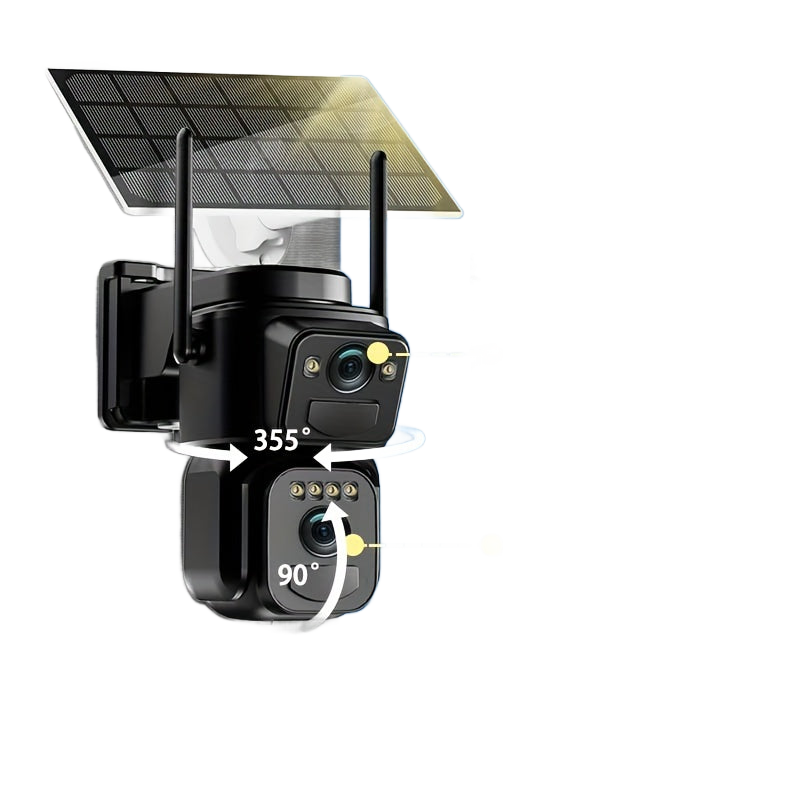 Image from Multifunctional Security Camera with Solar Panel, 2K 300W Pixel Video Resolution, Wireless Outdoor WiFi Monitoring, High-Definition Dual Lens Automatic Rotation Pan-Tilt Night Vision, Motion Detection, Two-Way Audio, Ultra Wi - Copy