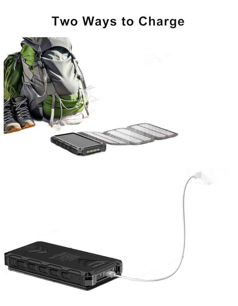 Image from EAGET 4-Foldable Solar Panels 8W High Conversion Efficiency 20000mAh Portable Power Bank with 3A Fast Charging, 2 USB Outputs & USB-C, Compatible with Smartphones, Tablets, Laptops for Outdoor Camping, Hiking, Travel, Solar P - Copy