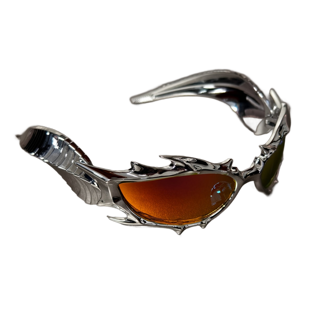 Image from SSPV Edgy Chic Fire Bull Horn Glasses - Oversized Black Frame with Red & Orange Gradient Lenses, Metallic Accents & Pointed Tips for a Bold, Trendy Look, Fashion Accessories, Statement Eyewear, Durable Plastic Frame - Copy