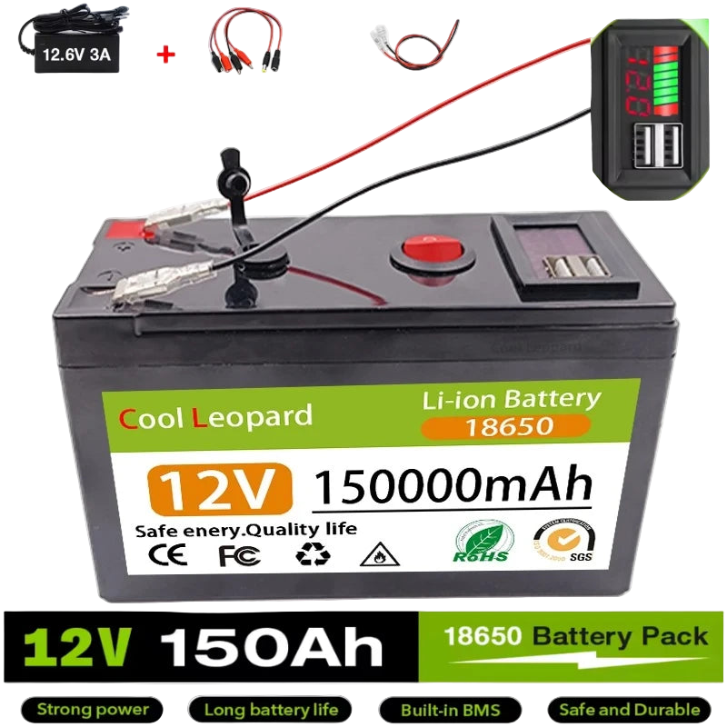 Image from 12V 150Ah Lithium 18650 Deep Cycle Battery for Solar,Fish Finder, Power Wheels, Lighting, Off-Grid Applications Built-in BMS - Copy