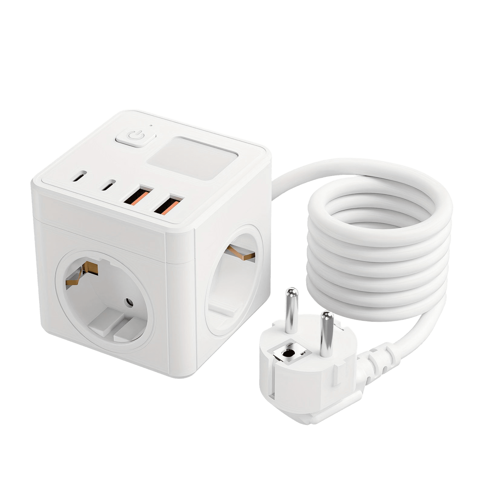 One 8-in-1 EU Power Strip with Extension Cord, 3 AC Outlets & 2 USB - TKINGS