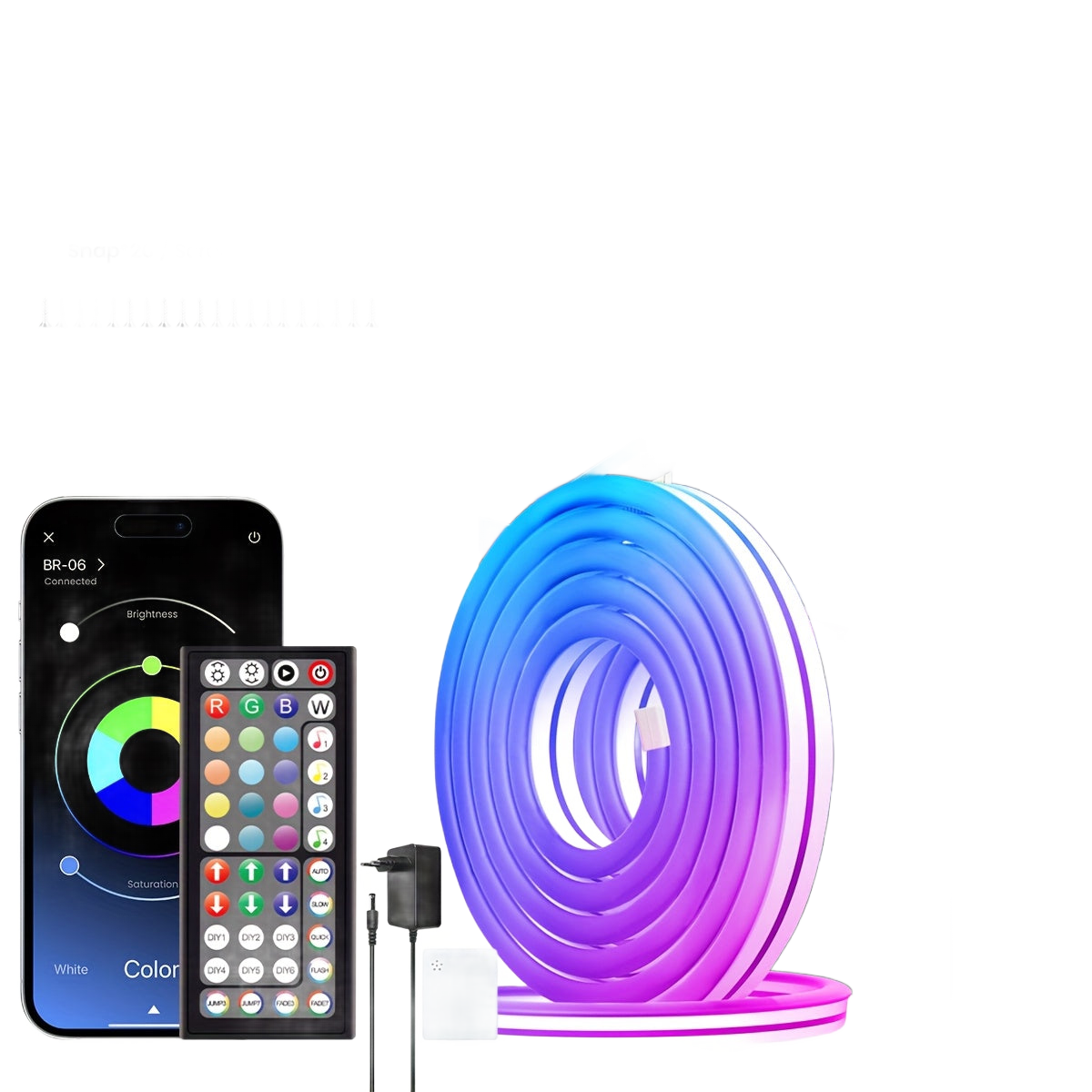 Image from Mexllex Upgraded Smart RGB Neon LED Strip With App/Remote Control, Multiple Modes, Timer Function, Music Sync Gaming LED Strip Lights For Bedroom, Room Decoration - Copy