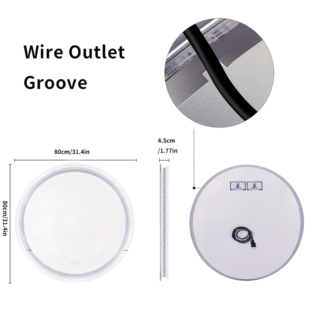 Image from HD Round Anti-fog LED Bathroom Mirror Light Adjustable Vanity Mirror with Smart Light RGB Lights - Copy