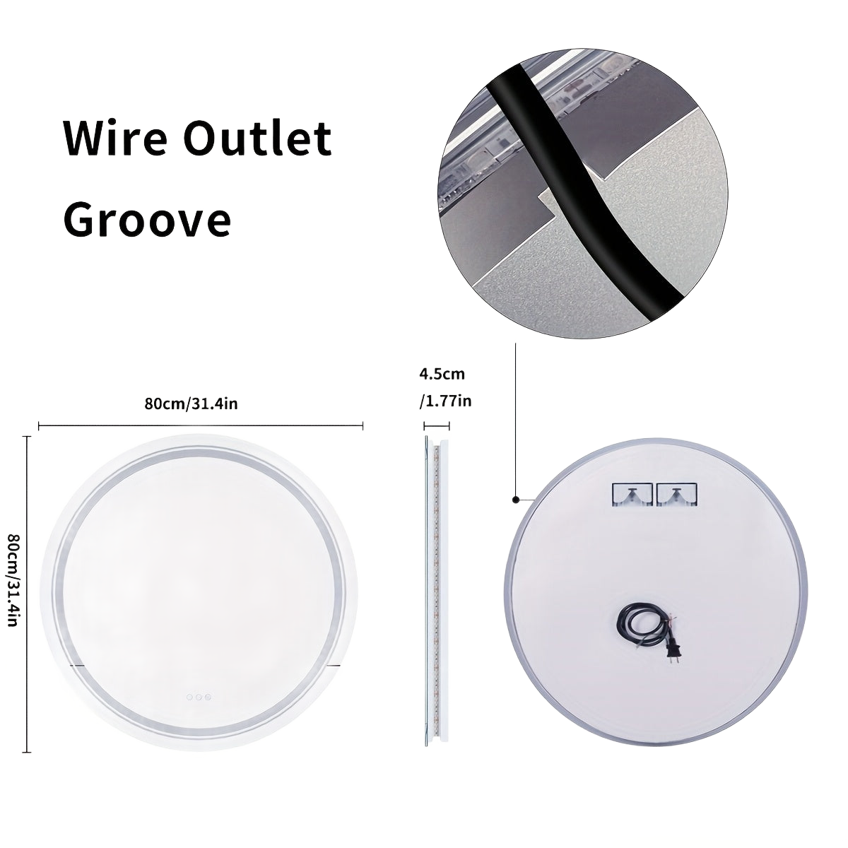 Image from HD Round Anti-fog LED Bathroom Mirror Light Adjustable Vanity Mirror with Smart Light RGB Lights - Copy