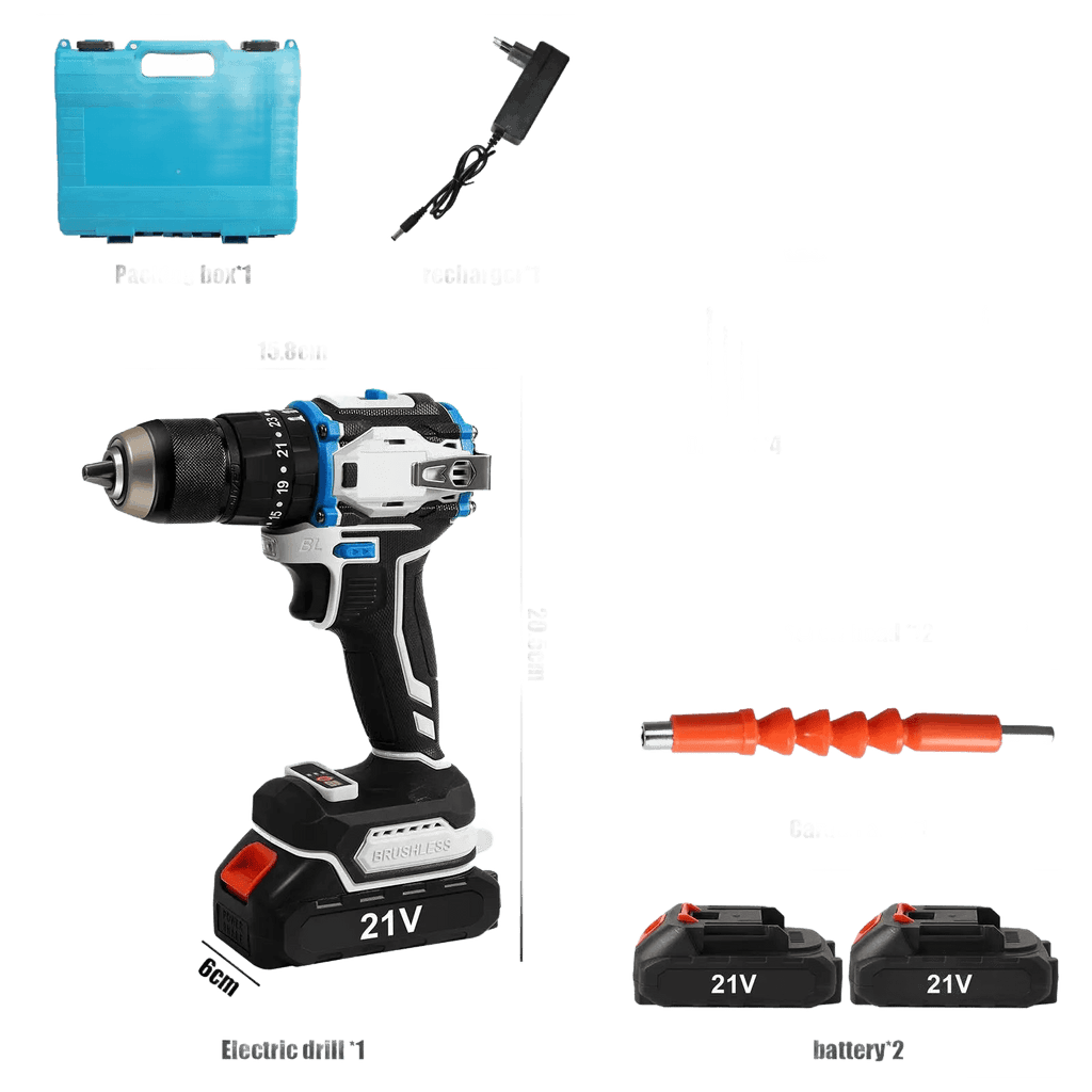 21V Brushless Cordless Drill Set Electric Screwdriver 25 + 1 - TKINGS