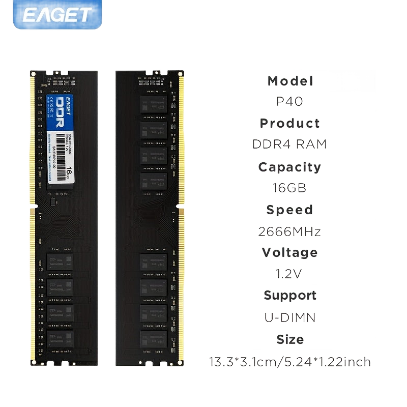 Image from EAGET 8GB/16GB High-Speed DDR4 RAM, Upgrade High-Speed DDR4 8GB/16GB for Desktop PCs, 2666MHz/3200MHz Memory Upgrade - Copy