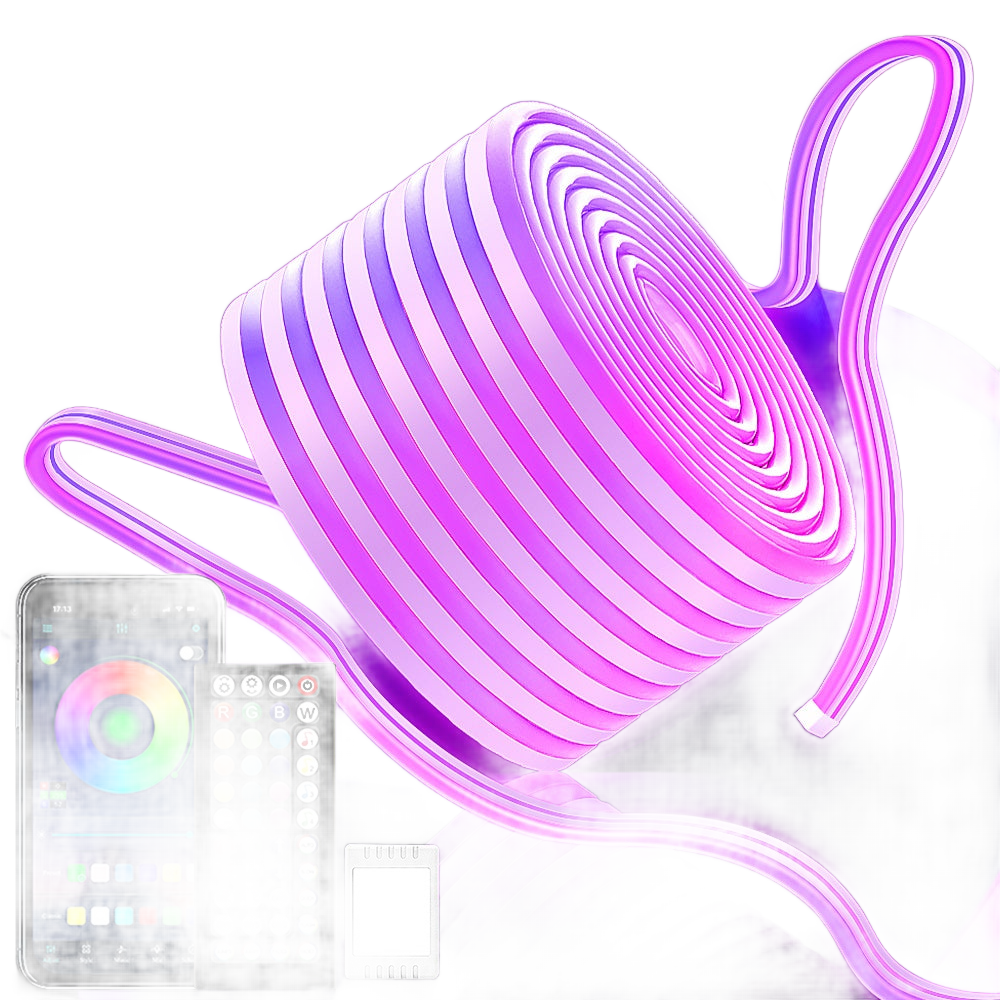 Image from Mexllex Upgraded Smart RGB Neon LED Strip With App/Remote Control, Multiple Modes, Timer Function, Music Sync Gaming LED Strip Lights For Bedroom, Room Decoration - Copy
