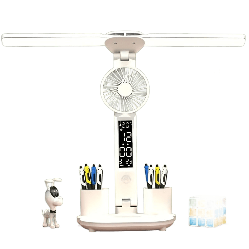 Smart Desk Lamp with Fan & Pen Holder, USB-Powered Touch Control - TKINGS