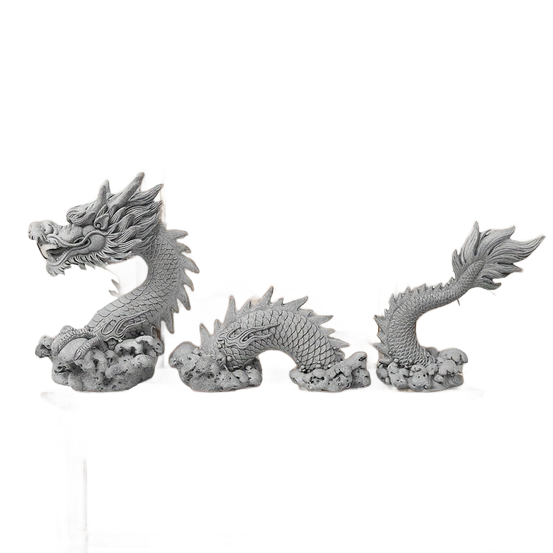 Image from 3pcs Chinese Dragon Sculpture Set - Handcrafted Carved Stone Art Figurines, Suitable for Home Office Desk Decor, Fish Tank Landscape, Auspicious Feng Shui Ornaments, Tea Pets and Holiday Gifts - Copy