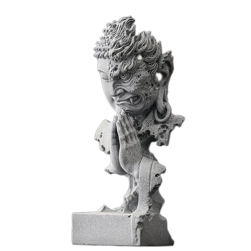 Image from 1pc, Zen Buddha Statue, "One Thought Between Heaven and Hell", Classic Stone Craft, Multi-Functional Decor for Home, Living Room, Study, Tea Area, Perfect Gift for Indoor & Outdoor Use, Suitable for Halloween, Easter, Christm - Copy