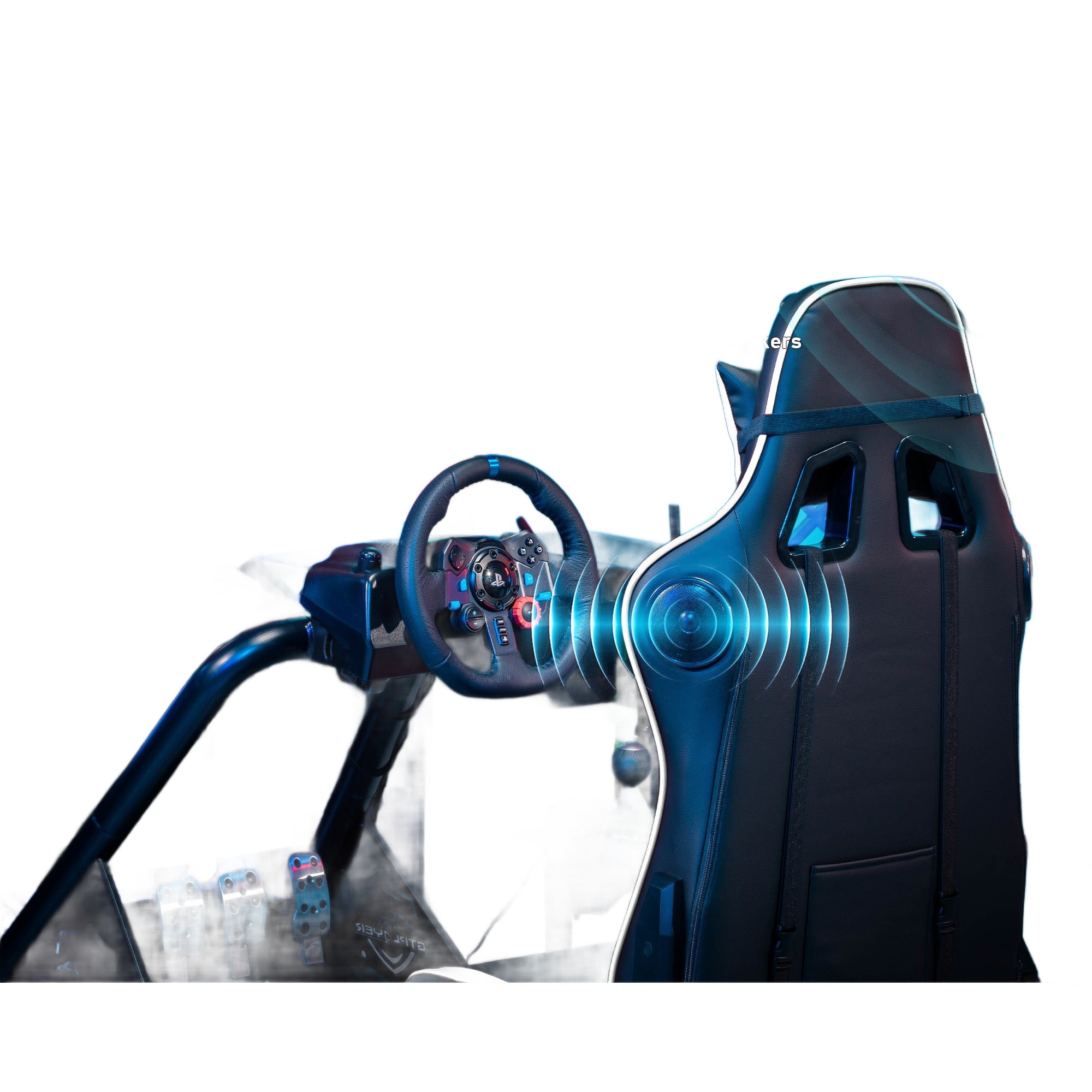 Image from Driving Simulator Cockpit, Racing Steering Wheel and Pedal Structure, Automotive Simulation Platform - Copy
