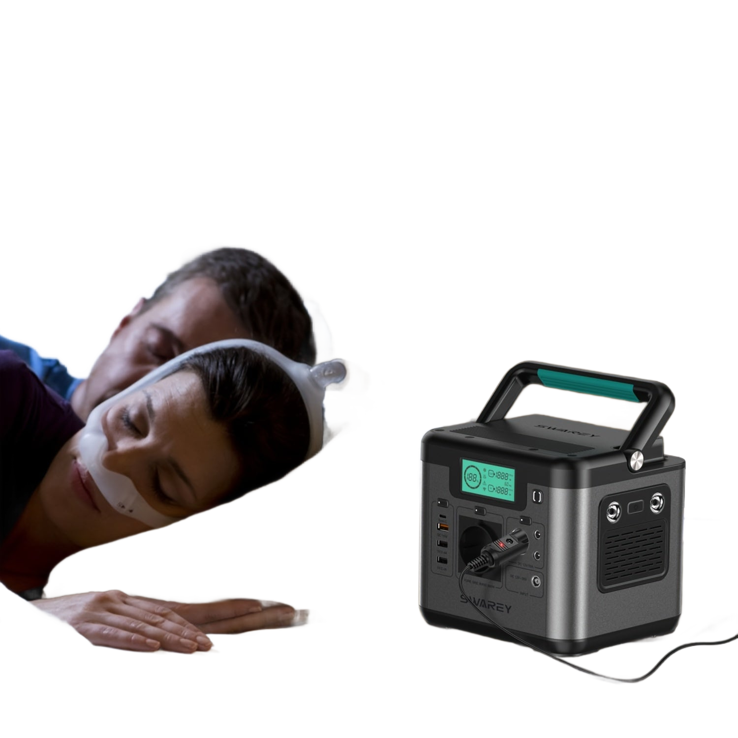 Image from SWAREY Portable Power Bank, Power Station 518 Wh, Solar Generator 500 W AC Output, 65 W USB-C Port, Power Generator Battery for Party, Travel, Camping, Motorhome, Emergency - Copy