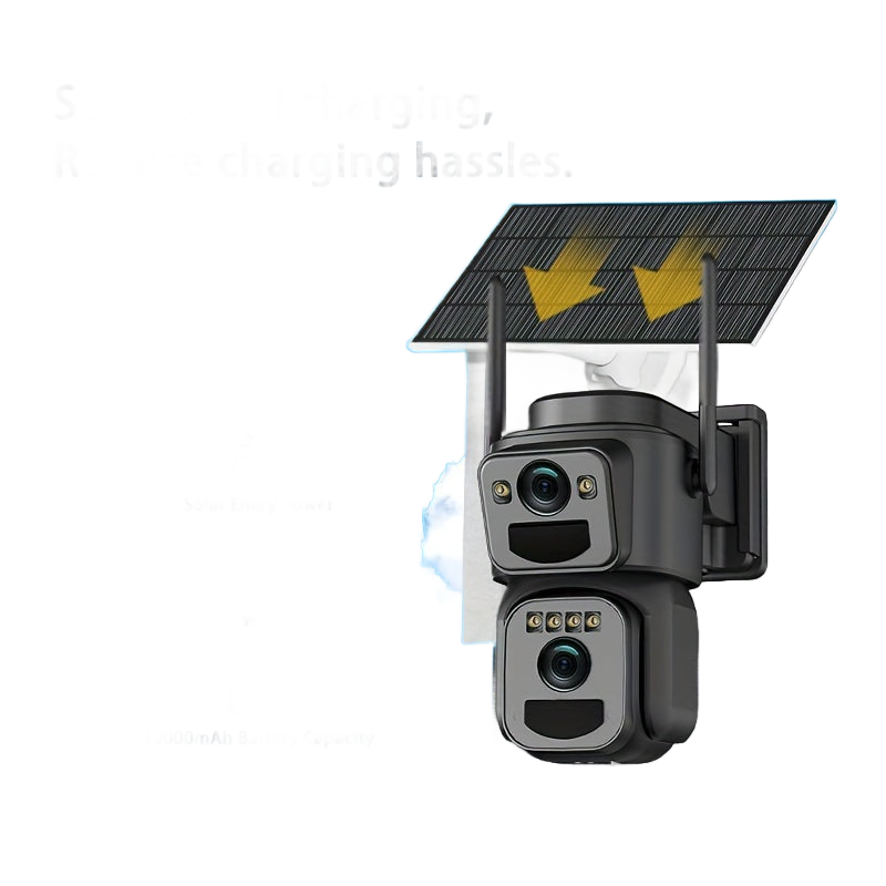 Image from Multifunctional Security Camera with Solar Panel, 2K 300W Pixel Video Resolution, Wireless Outdoor WiFi Monitoring, High-Definition Dual Lens Automatic Rotation Pan-Tilt Night Vision, Motion Detection, Two-Way Audio, Ultra Wi - Copy