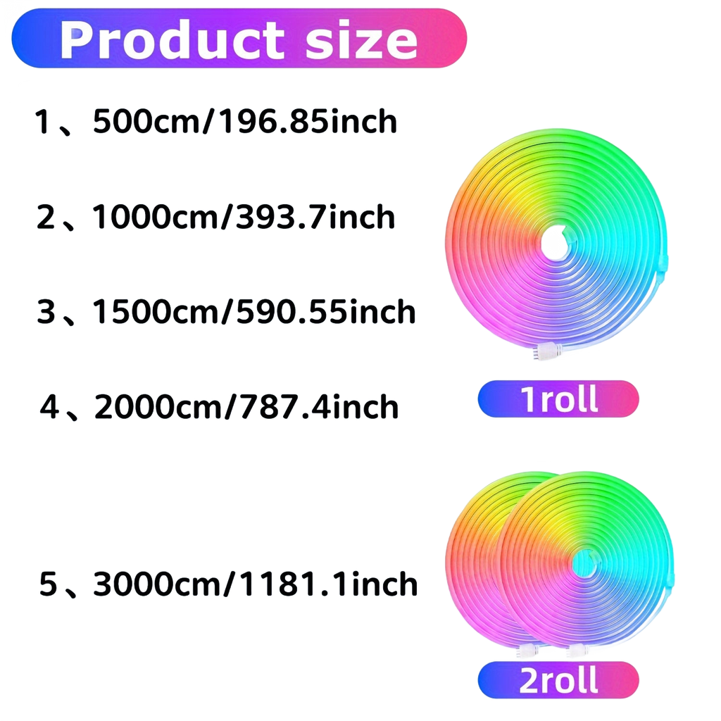 Image from Mexllex Upgraded Smart RGB Neon LED Strip With App/Remote Control, Multiple Modes, Timer Function, Music Sync Gaming LED Strip Lights For Bedroom, Room Decoration - Copy