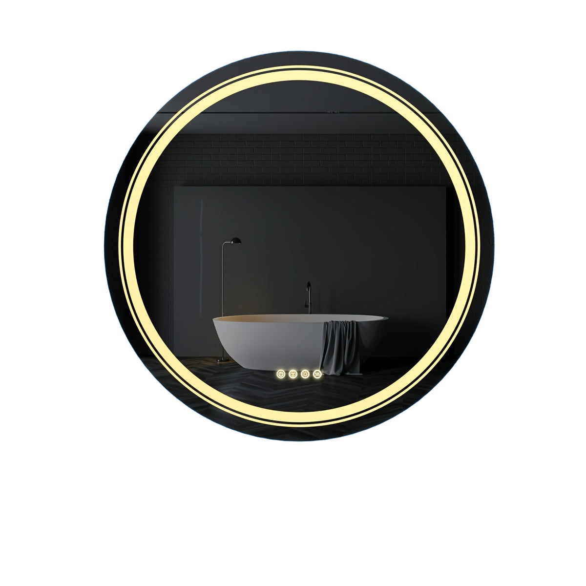 Image from HD Round Anti-fog LED Bathroom Mirror Light Adjustable Vanity Mirror with Smart Light RGB Lights - Copy