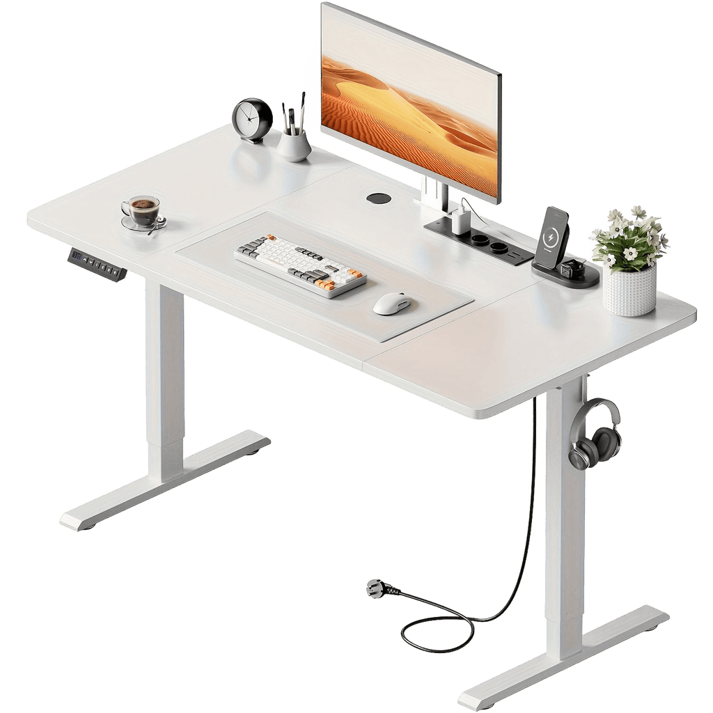 Electric Desk With Adjustable Height, USB Charging Port, And Power Outlet - TKINGS