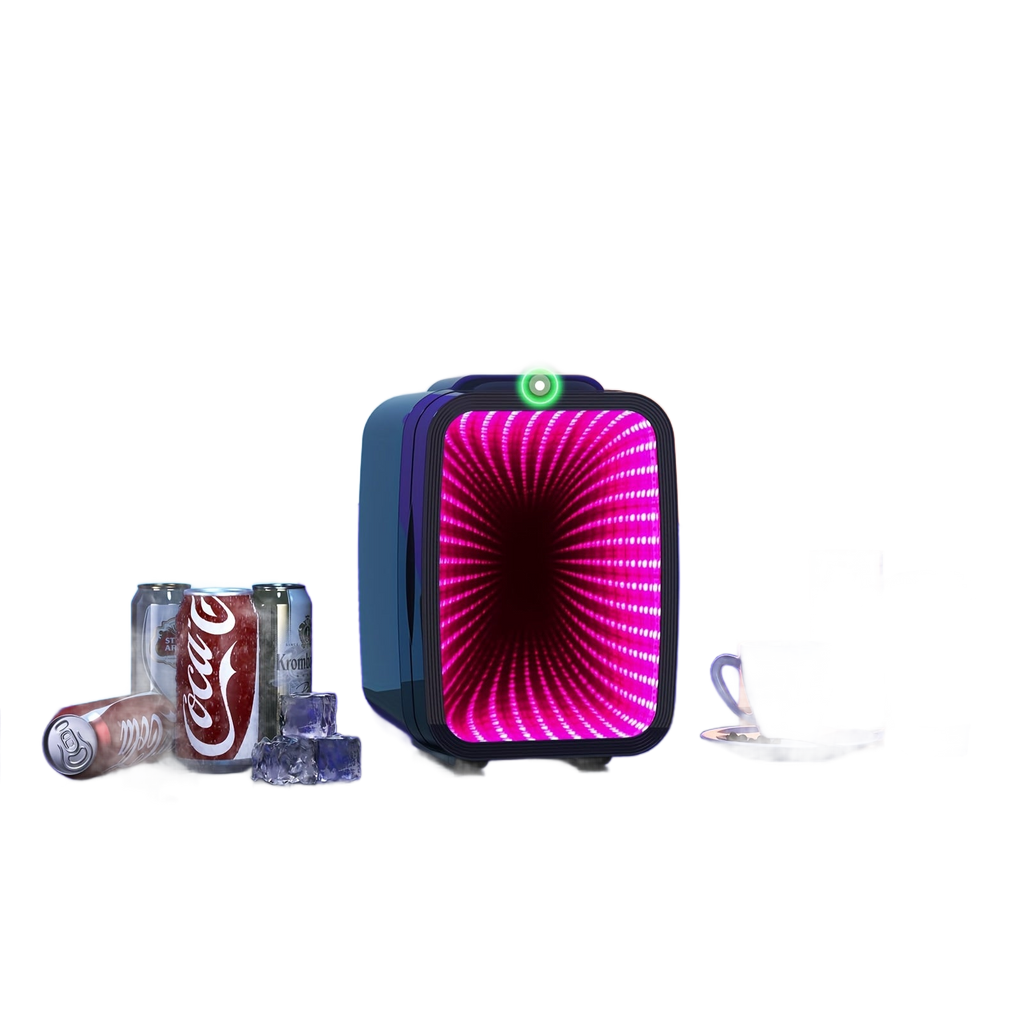 Image from AISUTHA Adjustable Mini Refrigerator with LED Lights, 4L Capacity, Semiconductor Cooling, External Ice Dispenser, 1 Door, Glossy Finish, Plug Powered, Ideal for Bedroom, Office, Game Room, Car - Holiday Gift, Mini Refrigerato - Copy