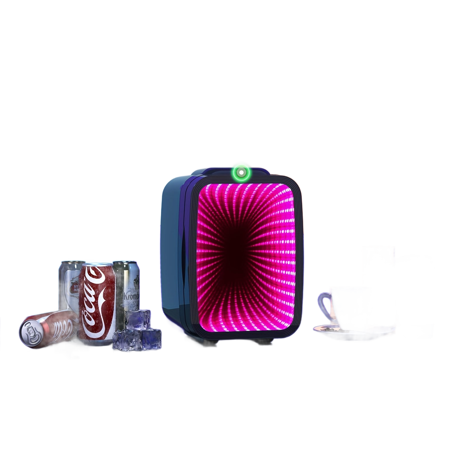 Image from AISUTHA Adjustable Mini Refrigerator with LED Lights, 4L Capacity, Semiconductor Cooling, External Ice Dispenser, 1 Door, Glossy Finish, Plug Powered, Ideal for Bedroom, Office, Game Room, Car - Holiday Gift, Mini Refrigerato - Copy