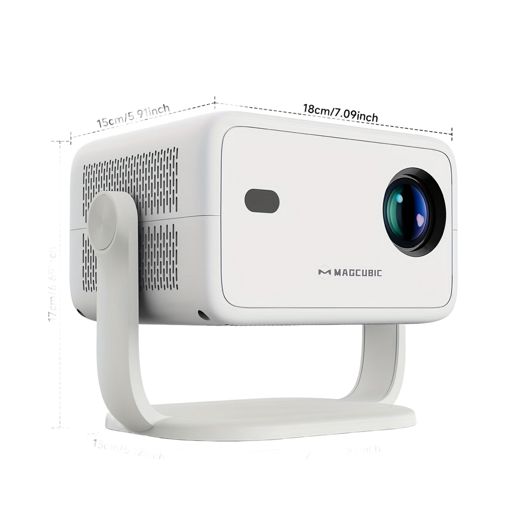 Image from Magcubic L018 Portable Projector with Voice Assistant, 1080P HD, 650 ANSI Lumens, 1.2:1 Projection Ratio, 360° Removable, 1080P Native Resolution, Android 11, EU Plug, White, Projector for Home Theater, Office Presentation, - Copy