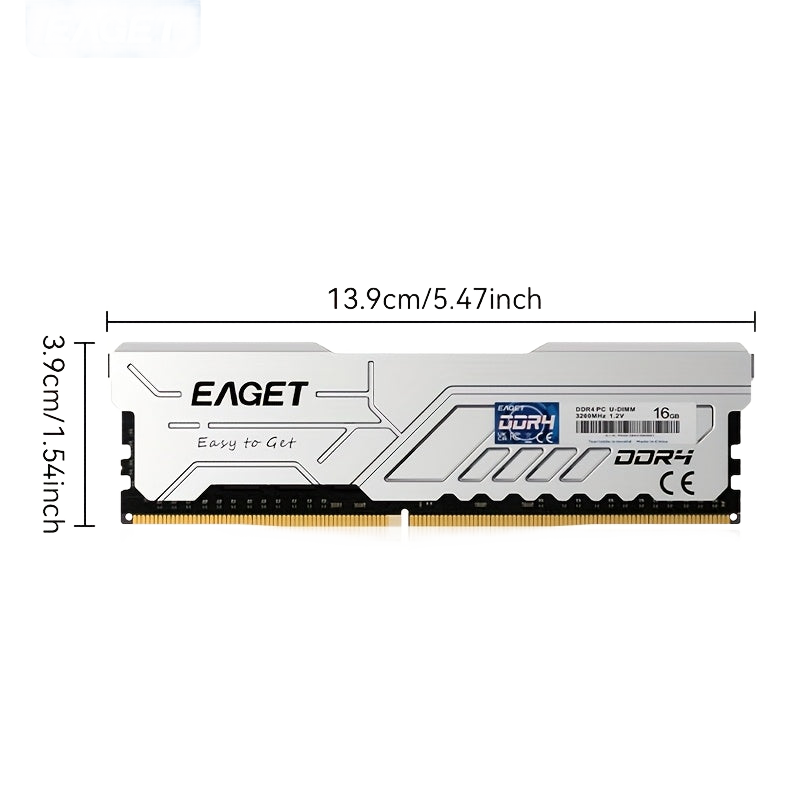 Image from EAGET DDR4 RAM Memory, 32GB Kit (2x16GB) /16GB Kit (2x8GB) Desktop Memory with Heatsink, 3200MHz High Performance Gaming Desktop Memory for AMD and Intel Desktop Gaming - Copy